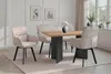 A dining set with chairs and a bench around a wooden table in a well-lit room. Produktbild-Vorschau
