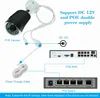 Diagram showing the connection of a POE camera to a POE NVR and POE switch, with options for DC 12V power supply. Náhľad obrázku produktu