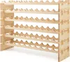A wooden wine rack with multiple shelves. Produktbild-Vorschau