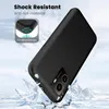 A black phone case is shown falling onto ice, with text highlighting its shock-resistant and anti-fall features. Produktbild-Vorschau