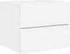 A white bedside table with two drawers is shown against a white background. Náhled obrázku produktu