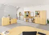 An office space with multiple storage units and shelves. Produktbild-Vorschau