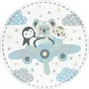 Kinderteppich Rund Waschbar Kinderzimmer Flugzeug Tiere Produktbild-Vorschau 5