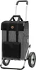 A shopping trolley with a checkered pattern and black fabric bag, shown against a white background. Voir les images du produit
