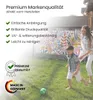 A mother and son are playing with a ball in a grassy yard, with a colorful floral patterned privacy screen in the background. Produktbild-Vorschau