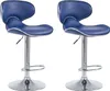 Two blue bar stools with silver bases and accents, displayed side-by-side against a white background. Podgląd zdjęcia produktu