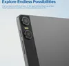 Close-up of the rear camera module of a gray tablet, with marketing text above. Podgląd zdjęcia produktu