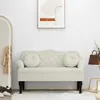 vidaXL Banc avec coussin Crème 120,5x65x75 cm Velours Voir les images du produit 2