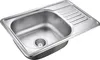 A stainless steel kitchen sink with a drainboard. Produktbild-Vorschau