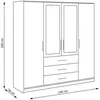 A line drawing of a wardrobe with dimensions indicated. Produktbild-Vorschau