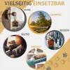 Collage of images showing different uses of a pet transport bag: home, camping, car, and vet. Produktbild-Vorschau