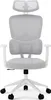 A front view of a white and gray ergonomic office chair. Produktbild-Vorschau