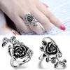 Gothic Damen Rose Flower Vine Legierung Emaille Fingerring Produktbild-Vorschau 2