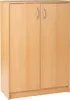 A light brown wooden cabinet with two silver handles is shown against a white background. Produktbild-Vorschau
