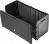 An open black plastic storage box, showing its interior and how the lid attaches. Produktbild-Vorschau