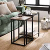 SoBuy Stapeltische FBT99-F in Schwarz/Braun im Wohnzimmer mit grüner Couch und Deko Podgląd zdjęcia produktu