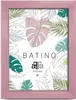 A pink picture frame with a tropical leaf pattern inside. Produktbild-Vorschau