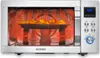A microwave oven with food inside, showing the heating elements glowing red. Produktbild-Vorschau