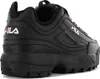 A black Fila sneaker shown from the side and back. Voir les images du produit