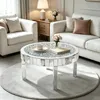 Vrygle table basse ronde argent Ø80 cm, table miroir verre Voir les images du produit 1