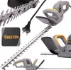 A collage of images showing different parts of an electric hedge trimmer. Náhled obrázku produktu
