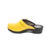 Damen Holzclogs aus Echtleder Gelb mit schwarzer Holzsohle Produktbild-Vorschau 3