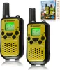 Two yellow and black walkie-talkies are shown in front of a white background, with their packaging visible in the upper right corner. Produktbild-Vorschau
