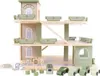 A toy wooden parking garage with cars and traffic signs. Produktbild-Vorschau