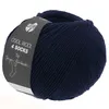 A ball of dark blue yarn with a label wrapped around it. Produktbild-Vorschau