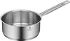 A stainless steel saucepan with a long handle is shown against a white background. Náhled obrázku produktu