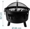 Braciere Relaxdays, Ø 64 cm, parascintille, attizzatoio, Anteprima dell’immagine prodotto 4