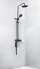 A modern black shower fixture mounted on a white tiled wall. Anteprima dell’immagine prodotto
