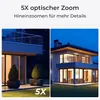 A split image showing two views of a modern house at night, with one side zoomed in to highlight details. Produktbild-Vorschau