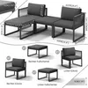 A diagram showing the dimensions of a modular lounge set, with individual components also displayed. Produktbild-Vorschau