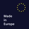 The image shows the European Union flag and the text "Made in Europe" on a dark blue background. Produktbild-Vorschau