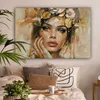 MuchoWow® - Leinwandbilder - Frau - Blumen - Gold - Produktbild-Vorschau 2