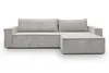 A light grey corduroy sectional sofa with a chaise lounge is shown against a white background. Produktbild-Vorschau