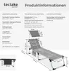 Diagram and text providing product specifications and dimensions for a lounge chair. Náhled obrázku produktu