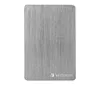 A top-down view of a silver external hard drive with a brushed metal finish. Podgląd zdjęcia produktu