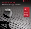 A close-up image of a textured car mat with text overlays highlighting its features. Produktbild-Vorschau