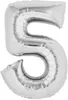 Palloncino in foil numero 5, circa 100 cm, argento Anteprima dell’immagine prodotto 1