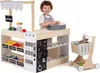 COSTWAY Sklepik dla dzieci, sklepik drewniany z wózkiem na Podgląd zdjęcia produktu 1