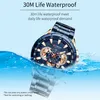A watch is partially submerged in water, with text highlighting its waterproof feature. Produktbild-Vorschau