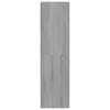 A vertical shot of a gray wood-grain textured TV cabinet. Produktbild-Vorschau