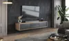 A modern living room with a wall-mounted TV stand and television. Náhled obrázku produktu