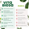 A split image showing product benefits on the left and disadvantages of alternatives on the right, with green leaves as background elements. Anteprima dell’immagine prodotto