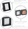 Collage of images showing a black box photo frame from different angles and highlighting its features. Produktbild-Vorschau