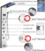 Diagram of a shower panel with labels pointing to different features. Náhled obrázku produktu