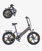 A gray folding electric bicycle is shown from the side, with a smaller image of the folded bicycle above it. Produktbild-Vorschau