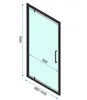 A technical drawing of a shower door with dimensions indicated. Anteprima dell’immagine prodotto